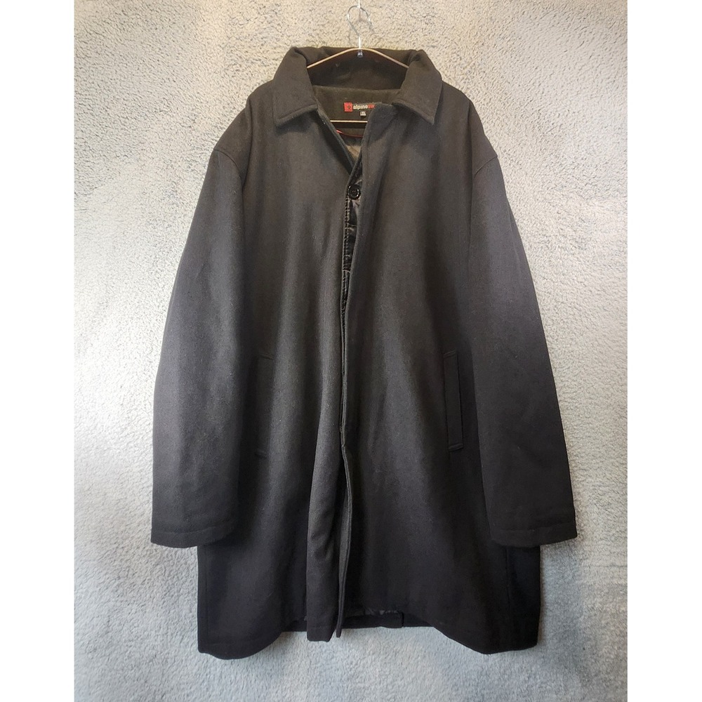 Alpine Swiss Coat Mens Size 2XL Black Wool Blend Jacket Collared Button Pockets